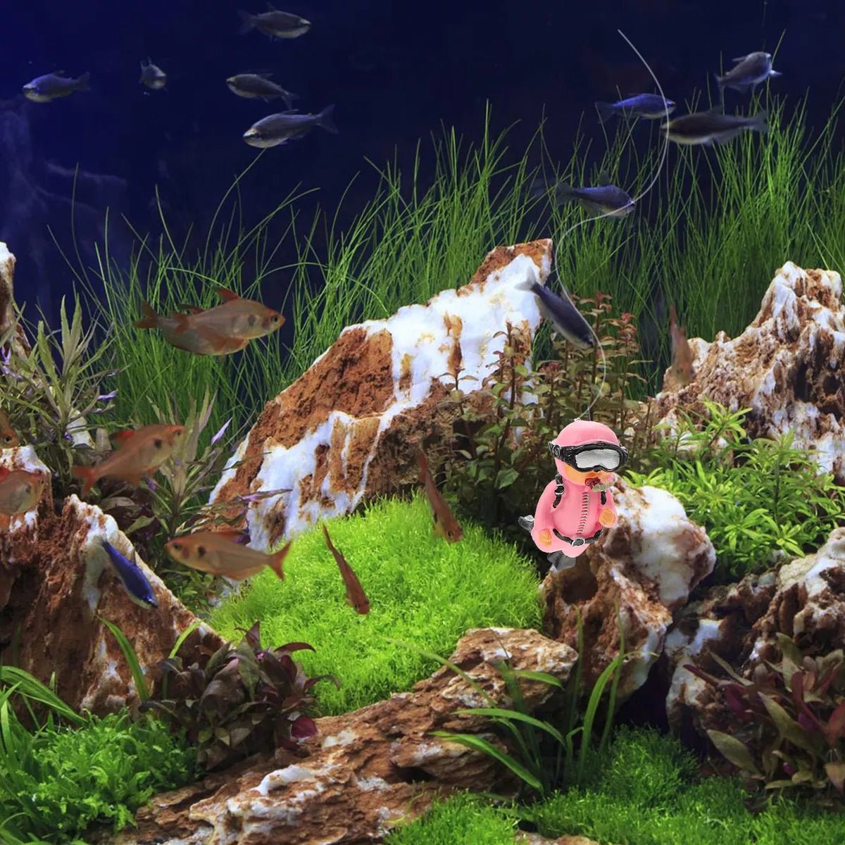 Décor Aquarium - LuminousMiniDiver™ - Plongeur Rose - Aqua Malin