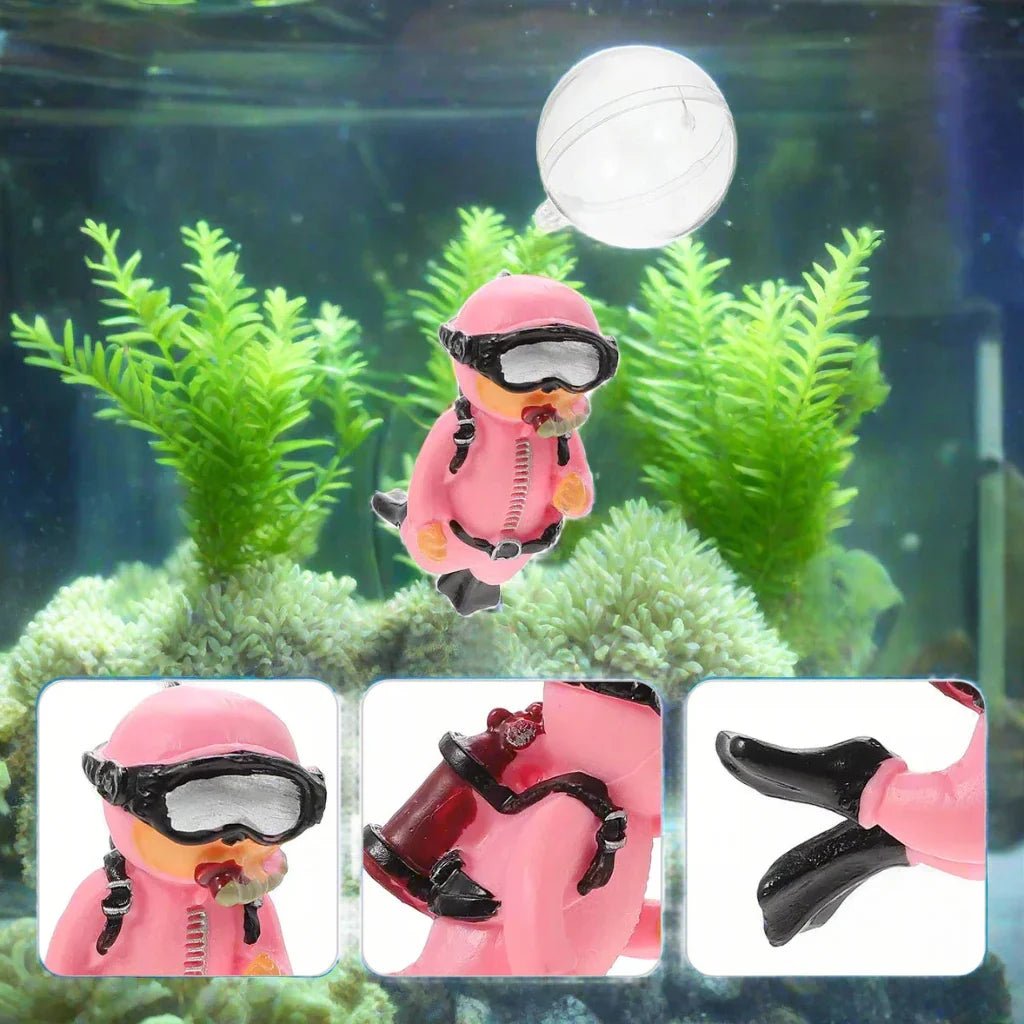 Décor Aquarium - LuminousMiniDiver™ - Plongeur Rose - Aqua Malin
